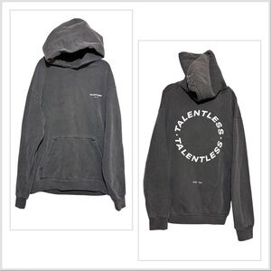 Talentless HOODIE - CIRCLE LOGO in faded steel gray XL washed heavyweight heavy